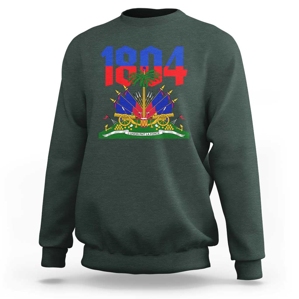 Haiti 1804 Independence Year Graphic Sweatshirt Haitian Pride Coat of Arms National Heritage
