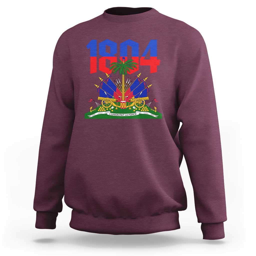Haiti 1804 Independence Year Graphic Sweatshirt Haitian Pride Coat of Arms National Heritage