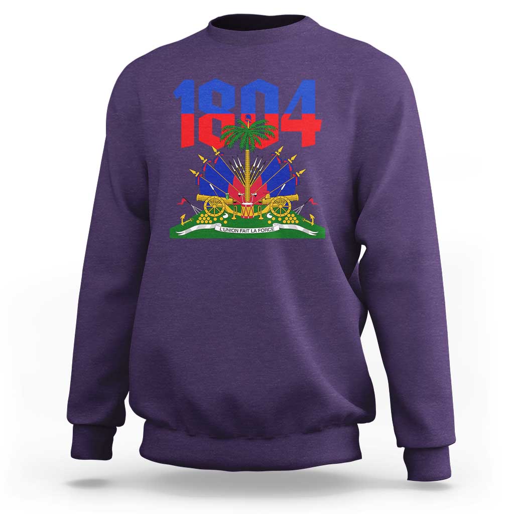 Haiti 1804 Independence Year Graphic Sweatshirt Haitian Pride Coat of Arms National Heritage