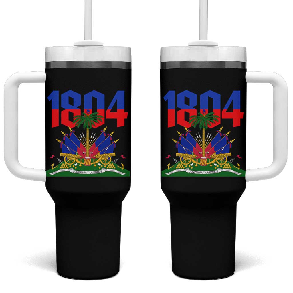 Haiti 1804 Independence Year Graphic Tumbler With Handle Haitian Pride Coat of Arms National Heritage