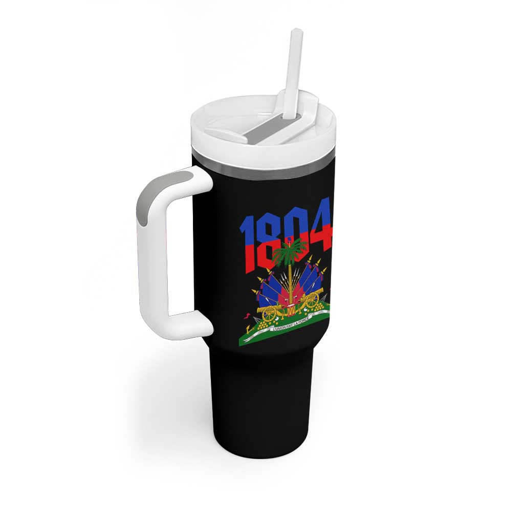 Haiti 1804 Independence Year Graphic Tumbler With Handle Haitian Pride Coat of Arms National Heritage