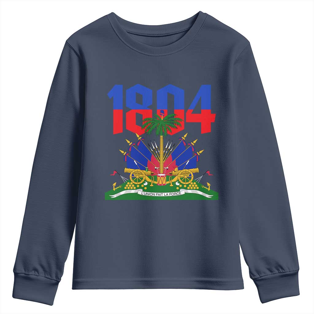 Haiti 1804 Independence Year Graphic Youth Sweatshirt Haitian Pride Coat of Arms National Heritage