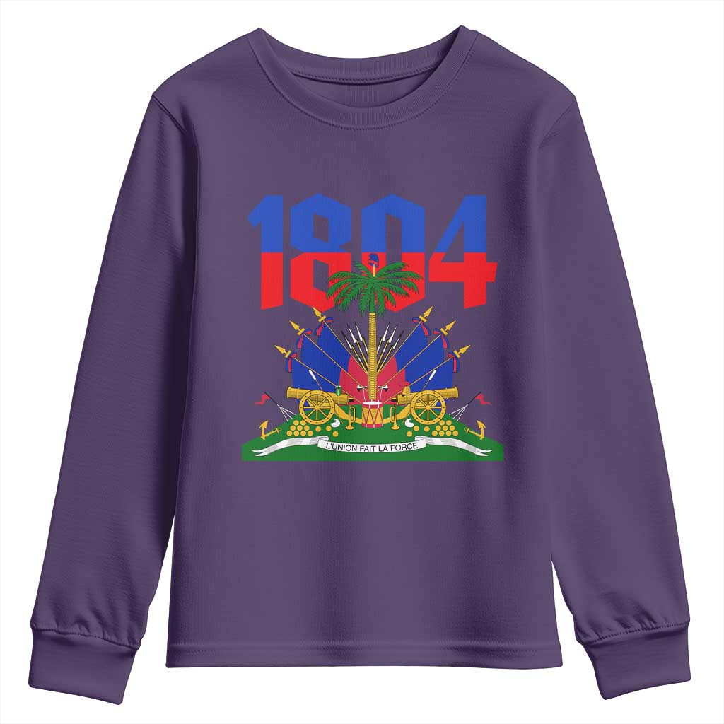 Haiti 1804 Independence Year Graphic Youth Sweatshirt Haitian Pride Coat of Arms National Heritage