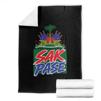 Sak Pase Haitian Creole Greeting Throw Blanket National Crest Cultural Haiti Pride