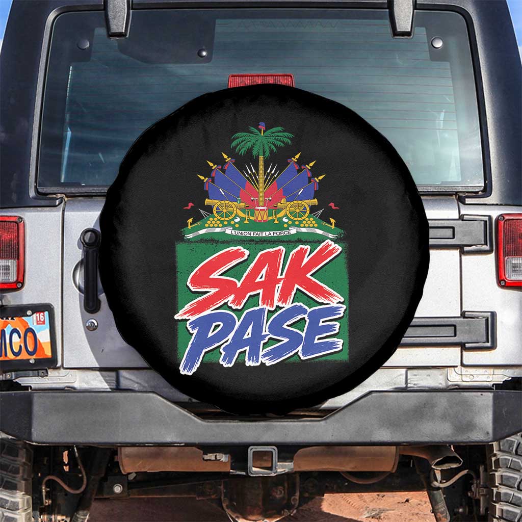 Sak Pase Haitian Creole Greeting Spare Tire Cover National Crest Cultural Haiti Pride