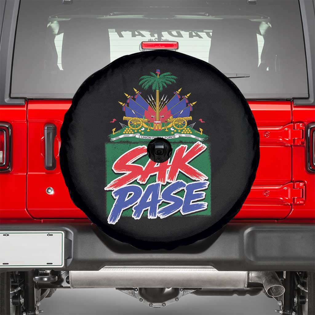Sak Pase Haitian Creole Greeting Spare Tire Cover National Crest Cultural Haiti Pride