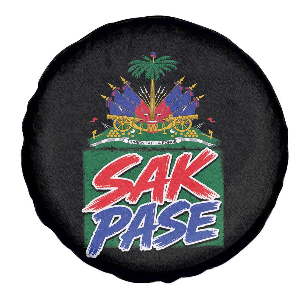 Sak Pase Haitian Creole Greeting Spare Tire Cover National Crest Cultural Haiti Pride