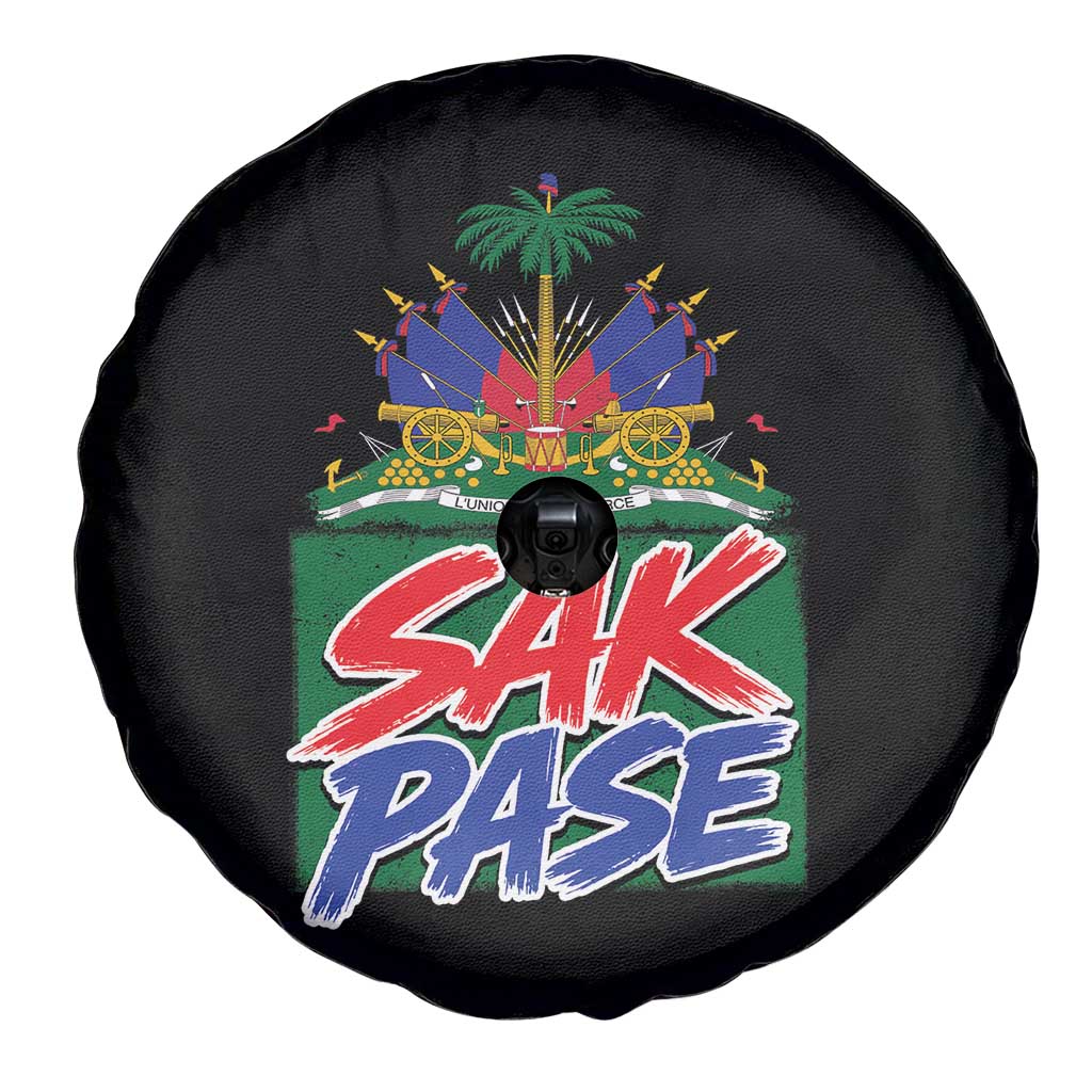 Sak Pase Haitian Creole Greeting Spare Tire Cover National Crest Cultural Haiti Pride