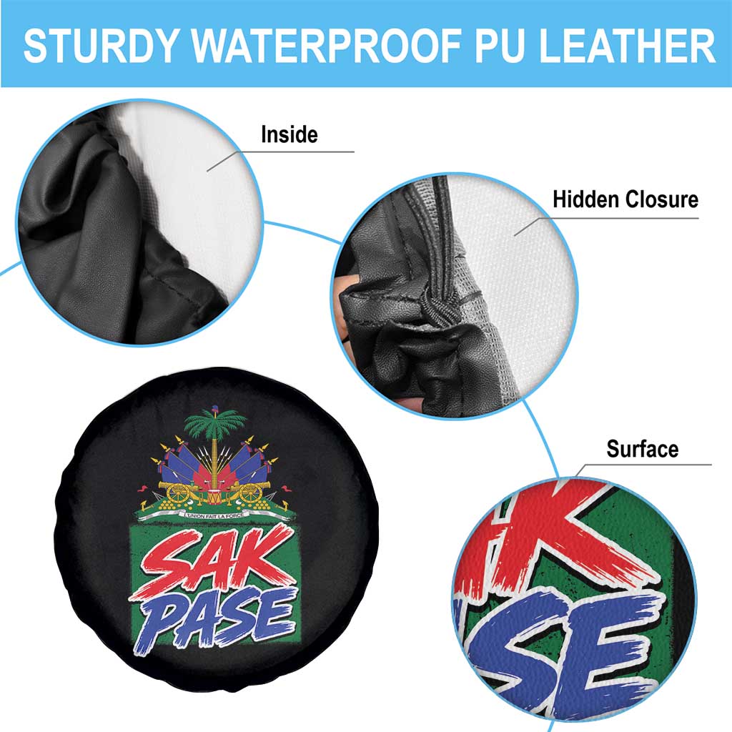 Sak Pase Haitian Creole Greeting Spare Tire Cover National Crest Cultural Haiti Pride