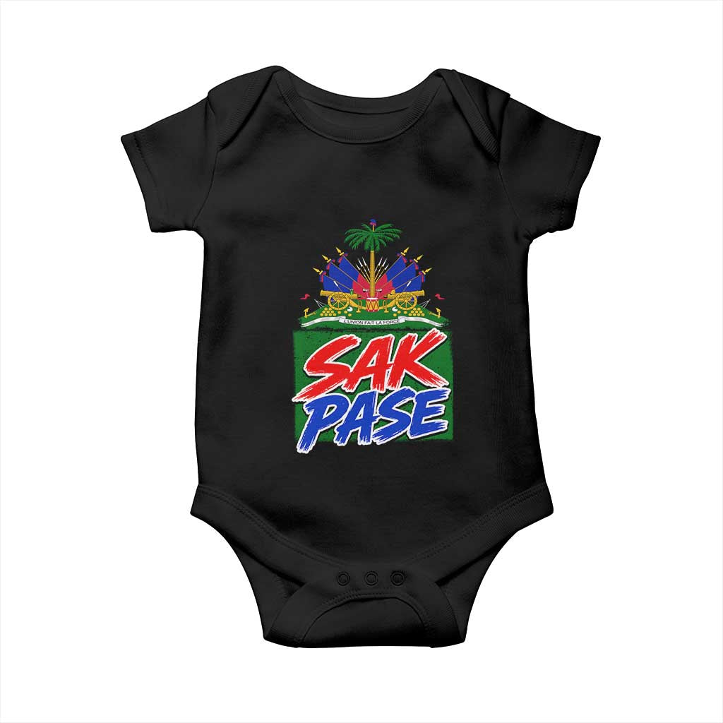 Sak Pase Haitian Creole Greeting Baby Onesie National Crest Cultural Haiti Pride