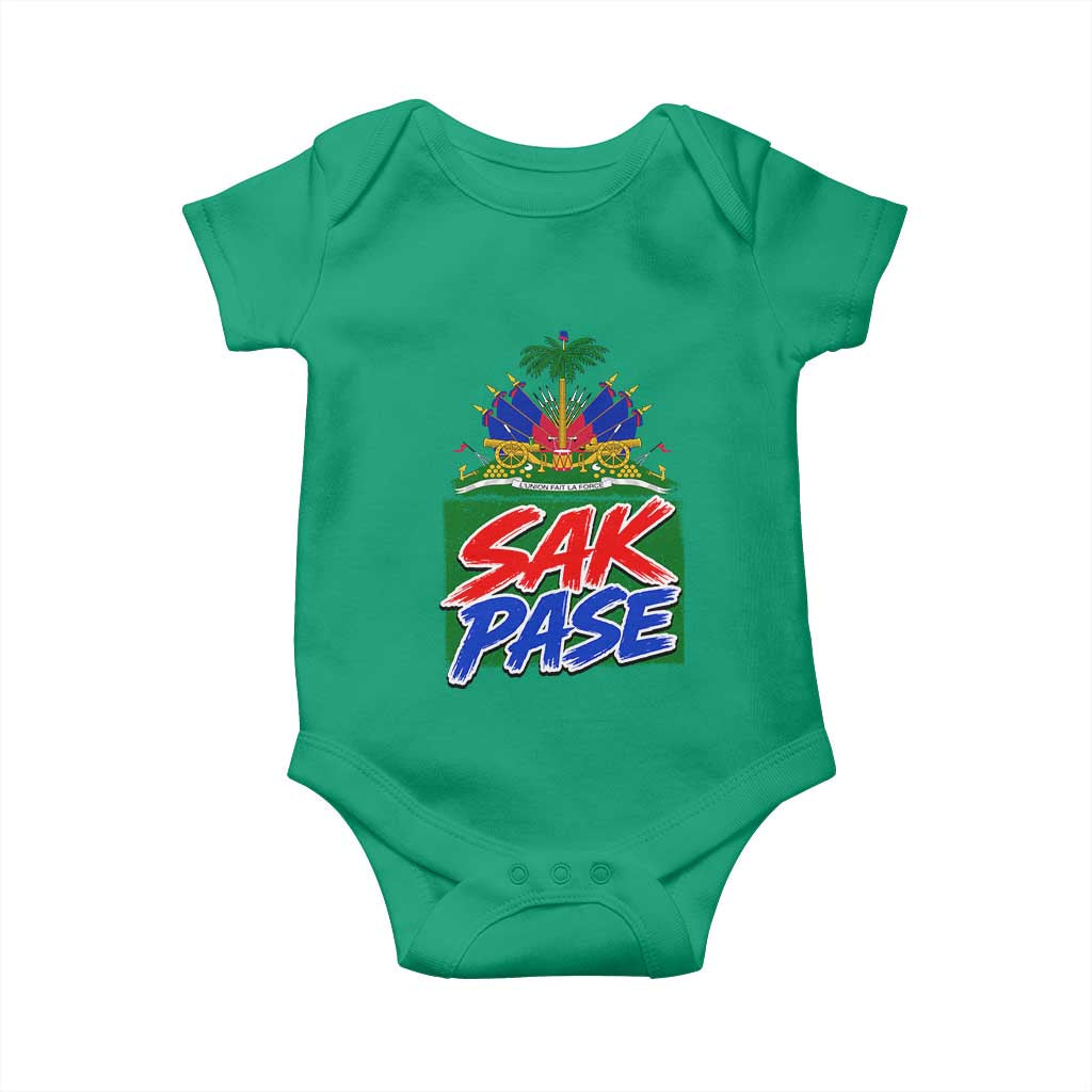 Sak Pase Haitian Creole Greeting Baby Onesie National Crest Cultural Haiti Pride