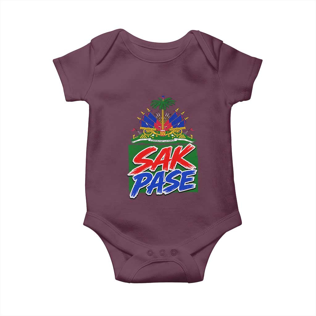 Sak Pase Haitian Creole Greeting Baby Onesie National Crest Cultural Haiti Pride