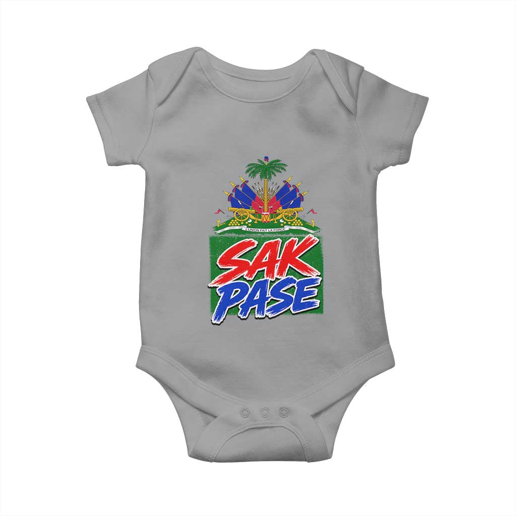 Sak Pase Haitian Creole Greeting Baby Onesie National Crest Cultural Haiti Pride
