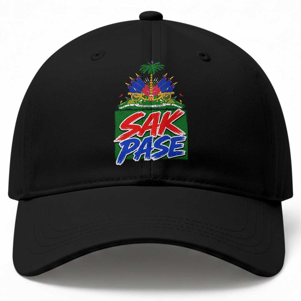 Sak Pase Haitian Creole Greeting Baseball Cap National Crest Cultural Haiti Pride