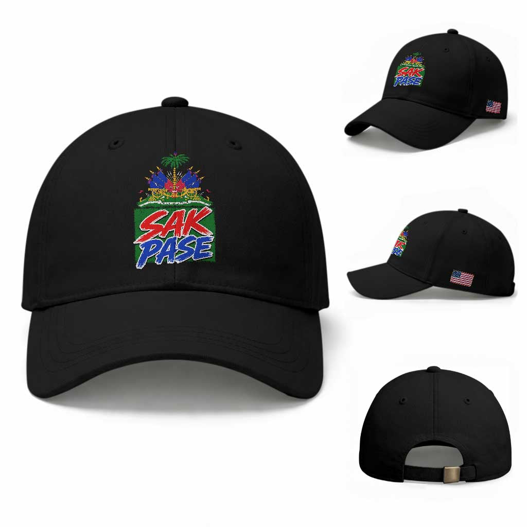 Sak Pase Haitian Creole Greeting Baseball Cap National Crest Cultural Haiti Pride