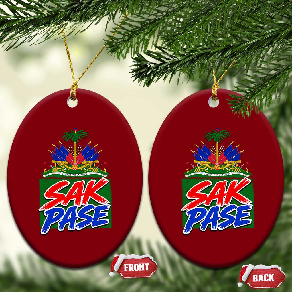 Sak Pase Haitian Creole Greeting Ceramic Ornament National Crest Cultural Haiti Pride