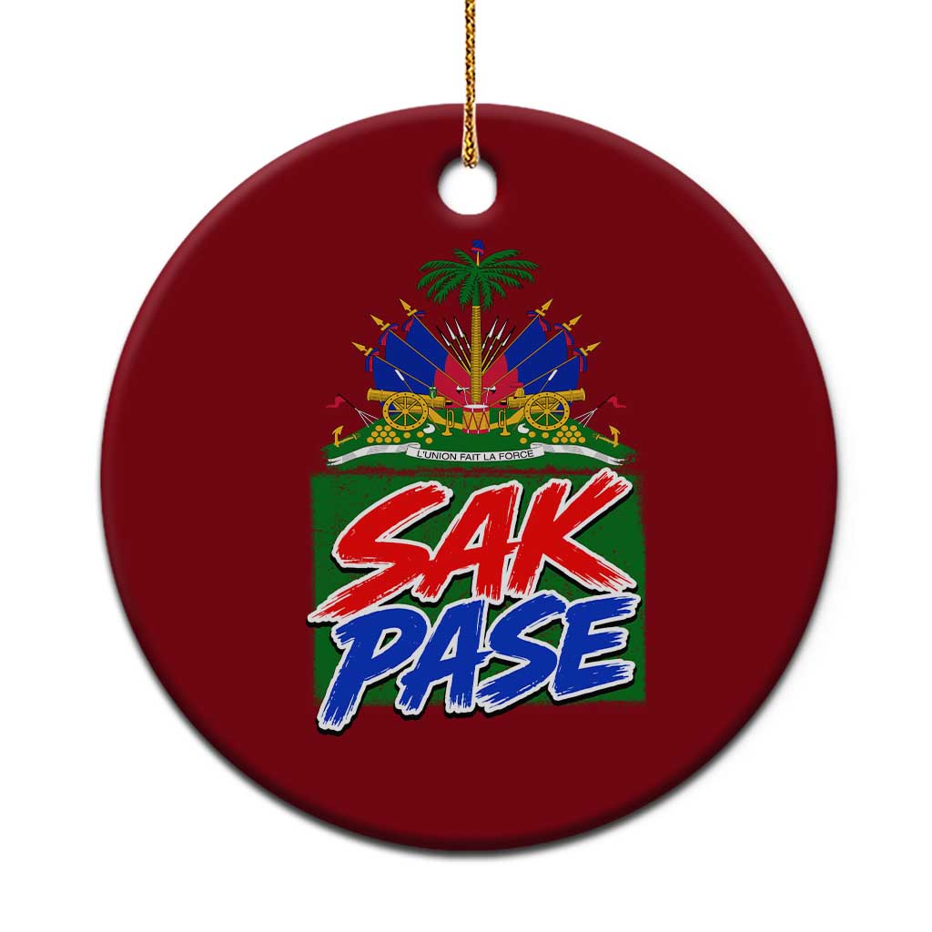 Sak Pase Haitian Creole Greeting Ceramic Ornament National Crest Cultural Haiti Pride