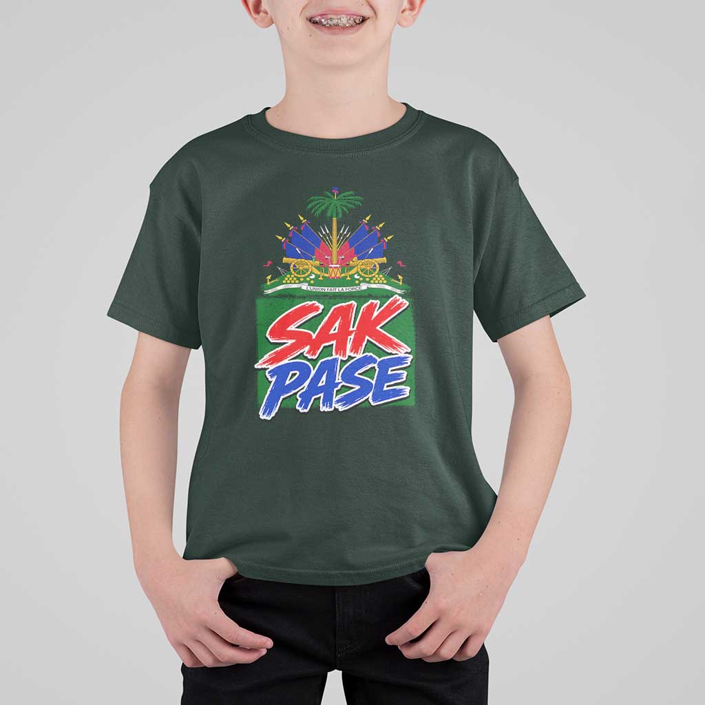 Sak Pase Haitian Creole Greeting T Shirt For Kid National Crest Cultural Haiti Pride