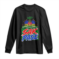 Sak Pase Haitian Creole Greeting Long Sleeve Shirt National Crest Cultural Haiti Pride