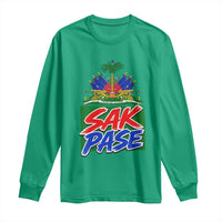 Sak Pase Haitian Creole Greeting Long Sleeve Shirt National Crest Cultural Haiti Pride