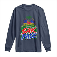 Sak Pase Haitian Creole Greeting Long Sleeve Shirt National Crest Cultural Haiti Pride