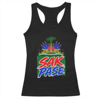 Sak Pase Haitian Creole Greeting Racerback Tank Top National Crest Cultural Haiti Pride