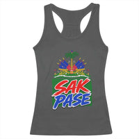 Sak Pase Haitian Creole Greeting Racerback Tank Top National Crest Cultural Haiti Pride