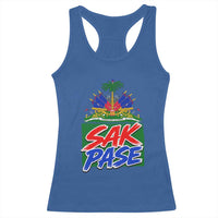 Sak Pase Haitian Creole Greeting Racerback Tank Top National Crest Cultural Haiti Pride