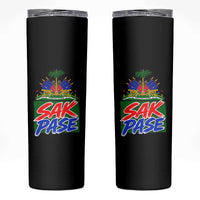 Sak Pase Haitian Creole Greeting Skinny Tumbler National Crest Cultural Haiti Pride
