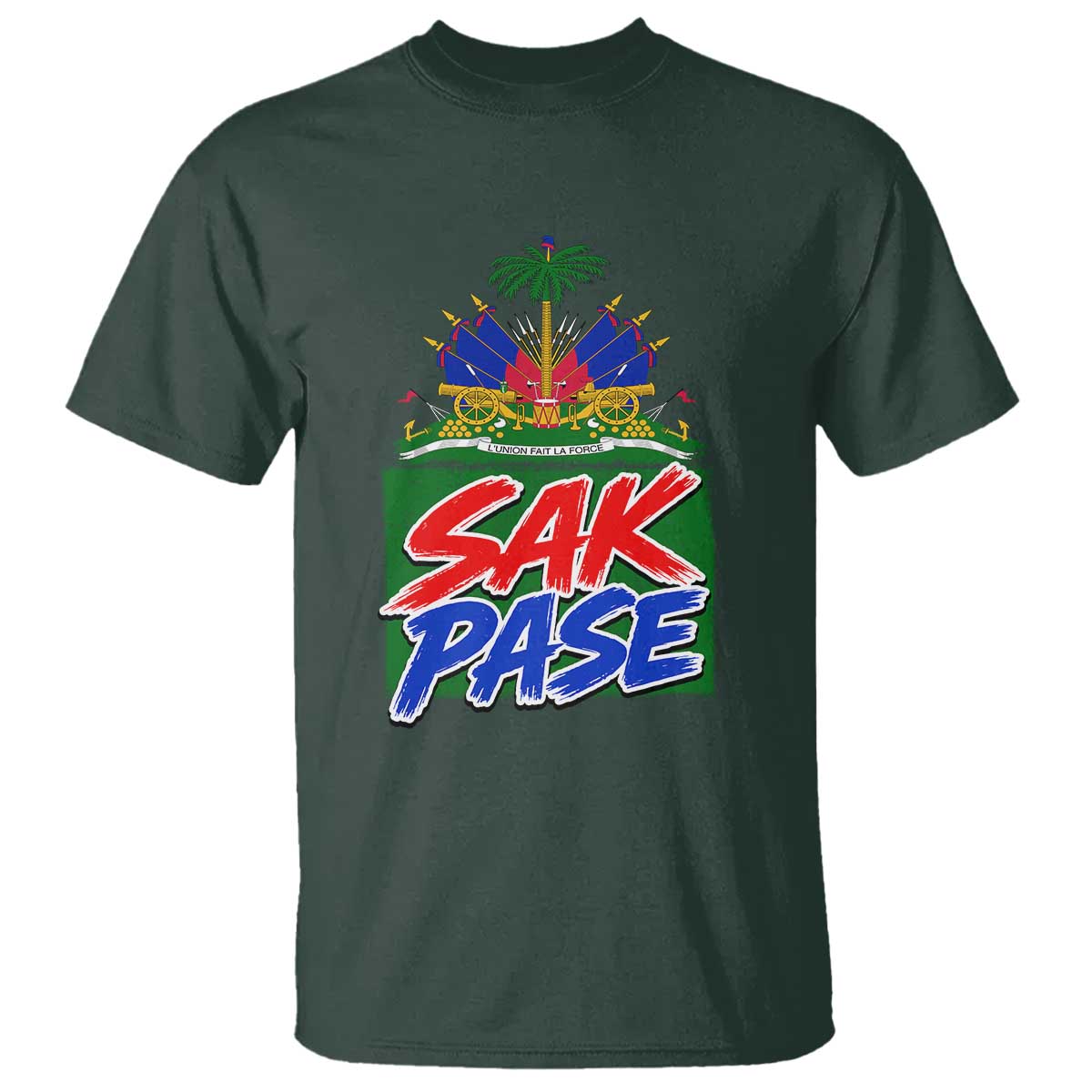 Sak Pase Haitian Creole Greeting T Shirt National Crest Cultural Haiti Pride