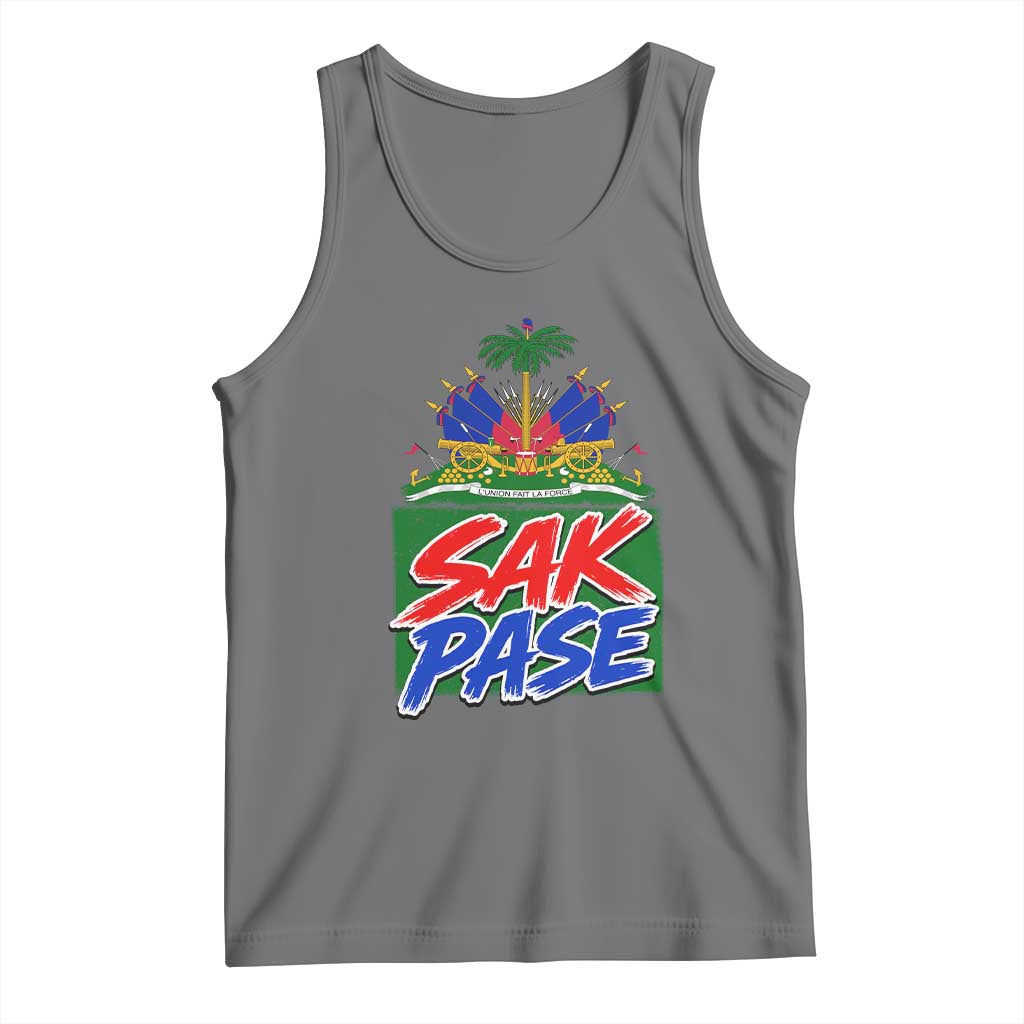 Sak Pase Haitian Creole Greeting Tank Top National Crest Cultural Haiti Pride