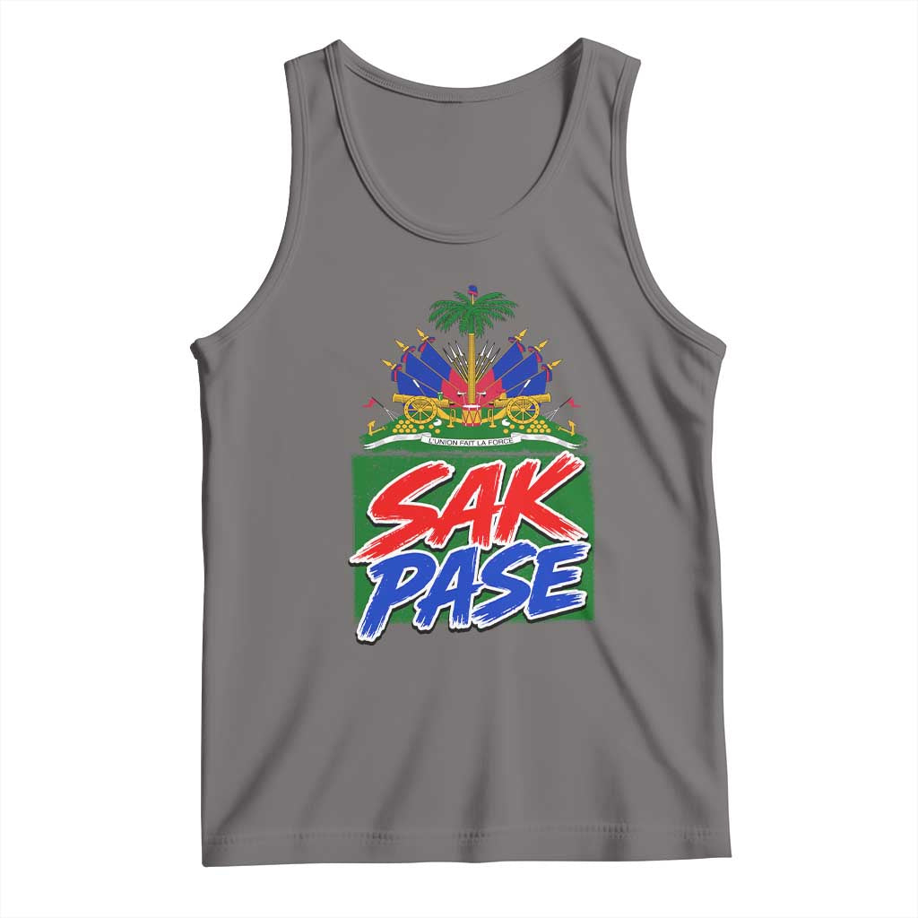 Sak Pase Haitian Creole Greeting Tank Top National Crest Cultural Haiti Pride