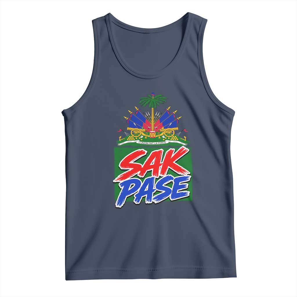 Sak Pase Haitian Creole Greeting Tank Top National Crest Cultural Haiti Pride