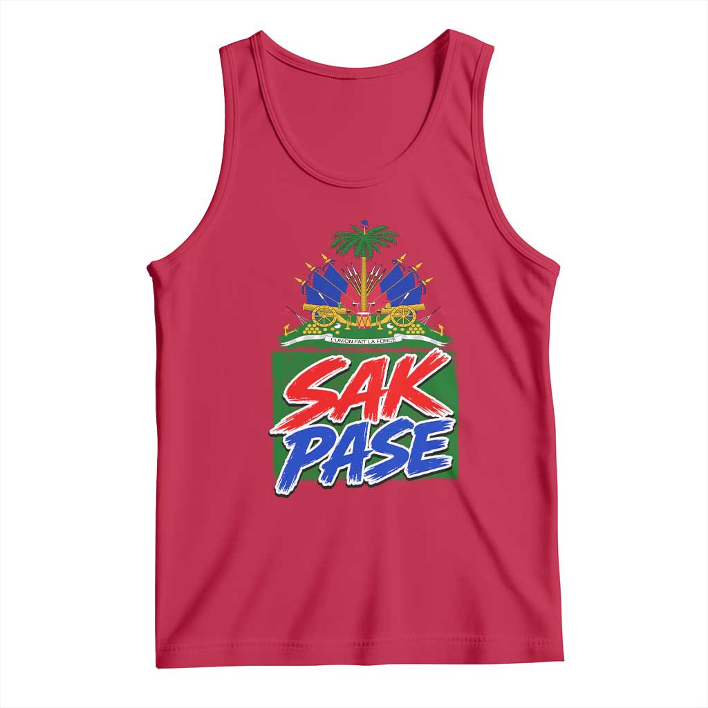 Sak Pase Haitian Creole Greeting Tank Top National Crest Cultural Haiti Pride