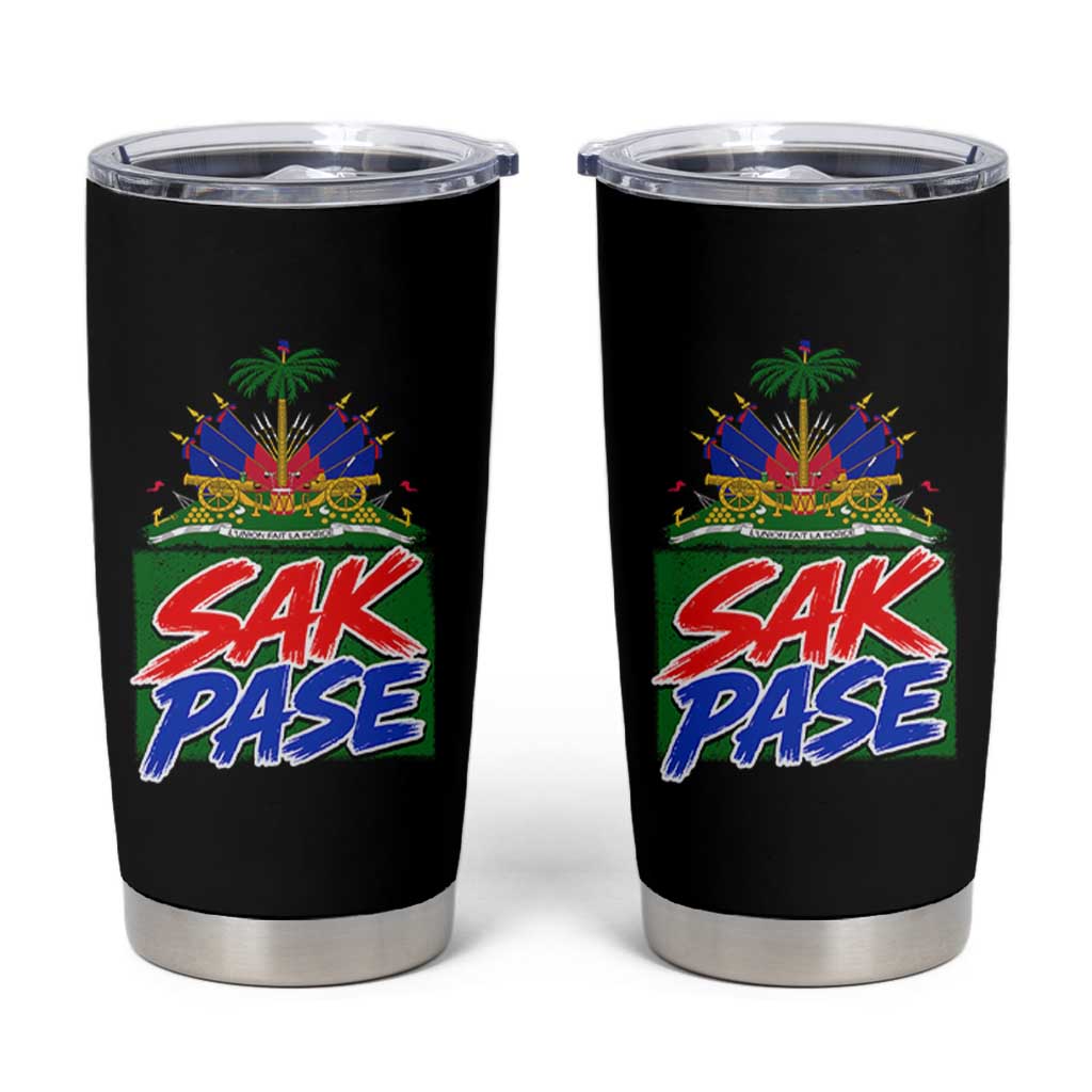 Sak Pase Haitian Creole Greeting Tumbler Cup National Crest Cultural Haiti Pride