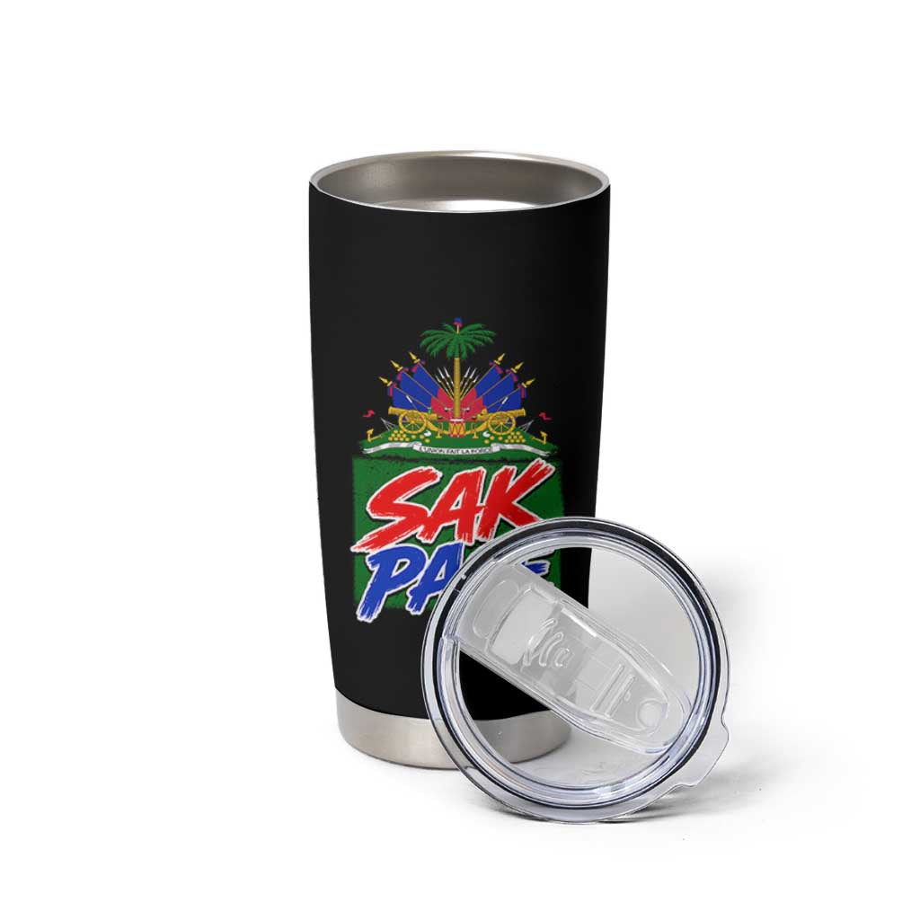 Sak Pase Haitian Creole Greeting Tumbler Cup National Crest Cultural Haiti Pride