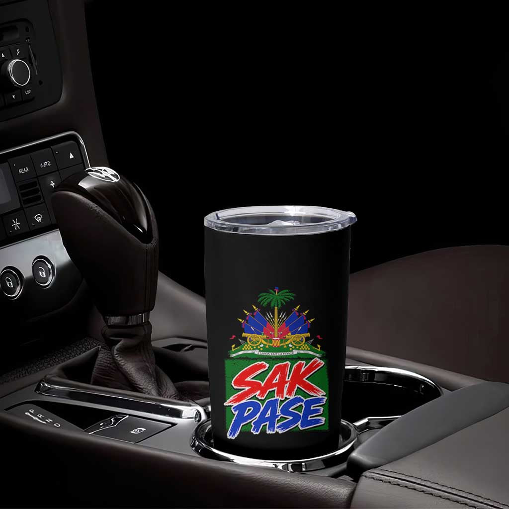 Sak Pase Haitian Creole Greeting Tumbler Cup National Crest Cultural Haiti Pride