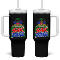 Sak Pase Haitian Creole Greeting Tumbler With Handle National Crest Cultural Haiti Pride