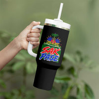 Sak Pase Haitian Creole Greeting Tumbler With Handle National Crest Cultural Haiti Pride
