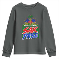 Sak Pase Haitian Creole Greeting Youth Sweatshirt National Crest Cultural Haiti Pride
