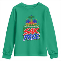 Sak Pase Haitian Creole Greeting Youth Sweatshirt National Crest Cultural Haiti Pride