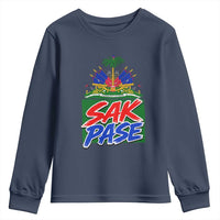 Sak Pase Haitian Creole Greeting Youth Sweatshirt National Crest Cultural Haiti Pride
