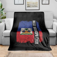 Best Grandpa Ever Haitian Granpapa Throw Blanket Vintage Distressed Haiti Flag Father's Day