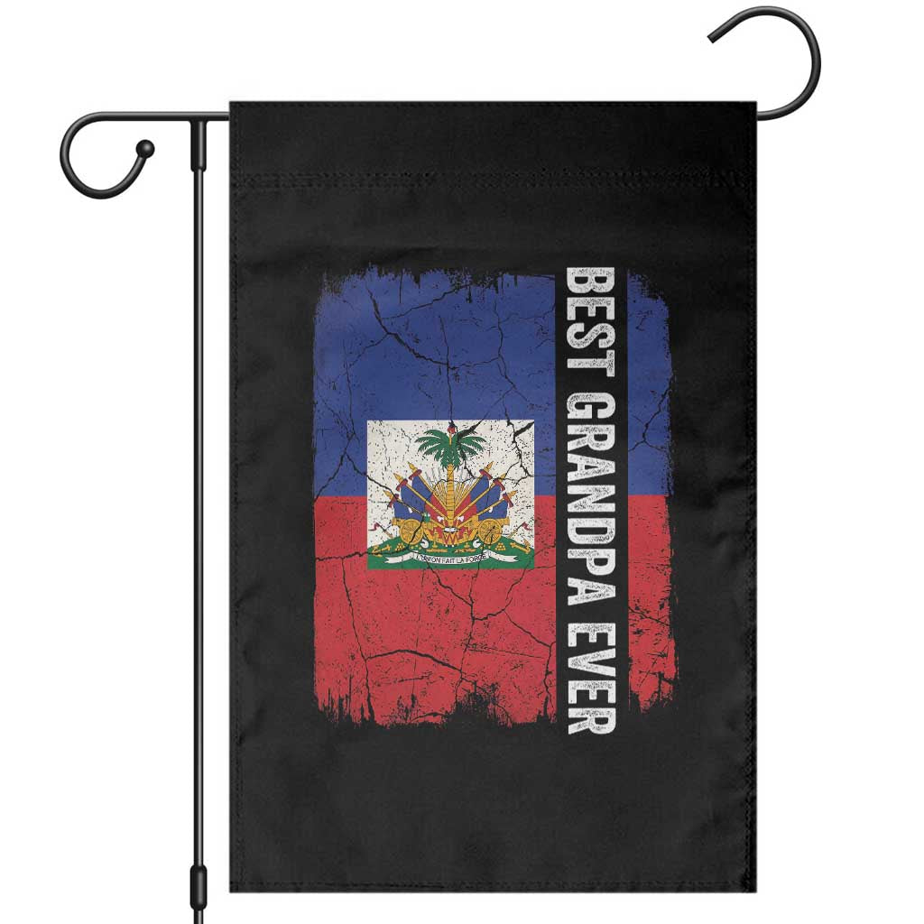 Best Grandpa Ever Haitian Granpapa Garden Flag Vintage Distressed Haiti Flag Father's Day