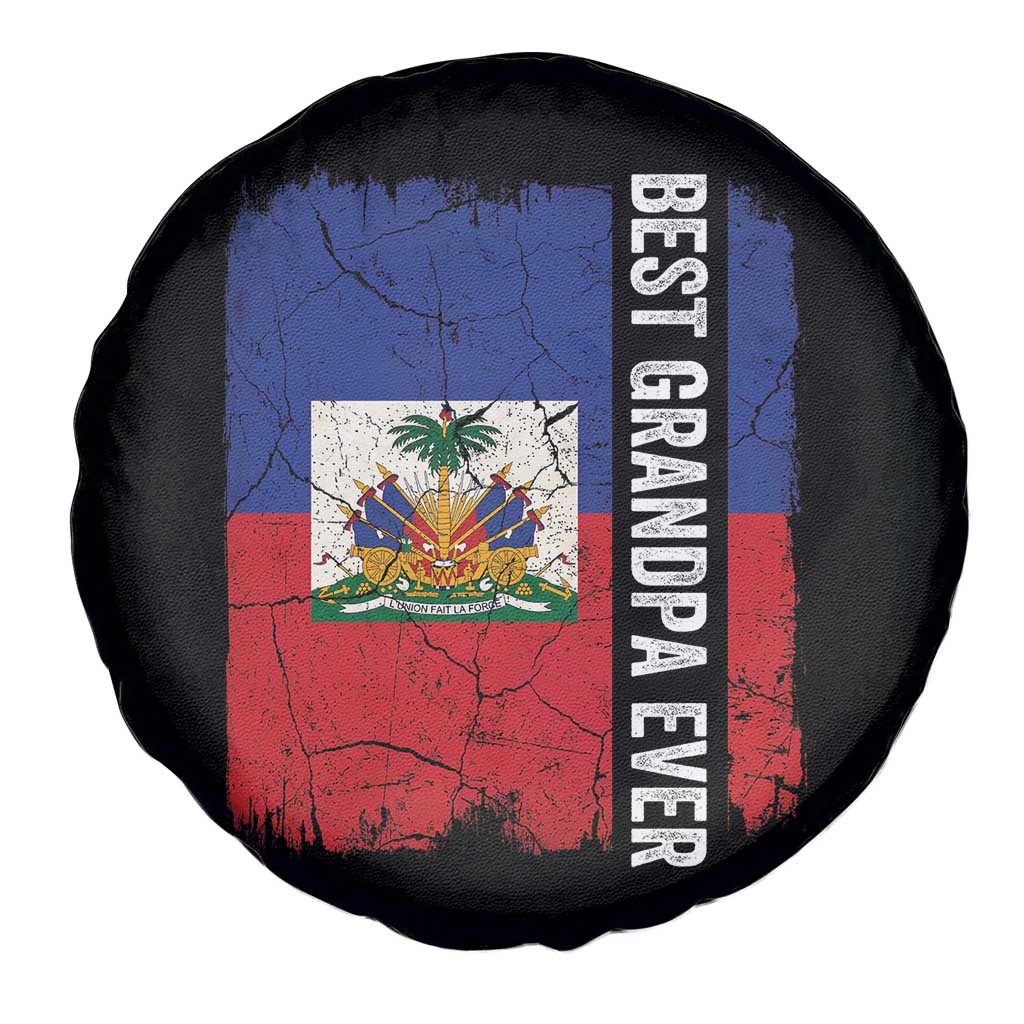 Best Grandpa Ever Haitian Granpapa Spare Tire Cover Vintage Distressed Haiti Flag Father's Day