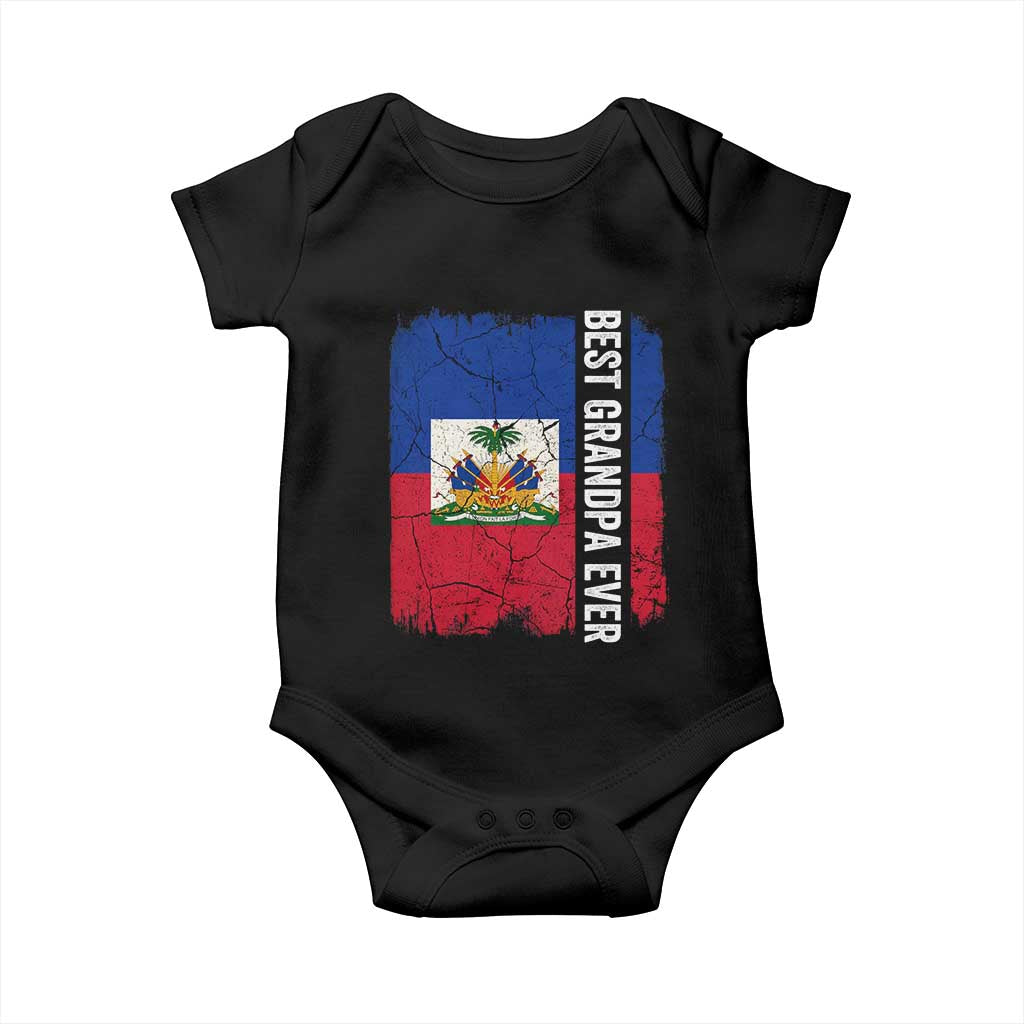 Best Grandpa Ever Haitian Granpapa Baby Onesie Vintage Distressed Haiti Flag Father's Day