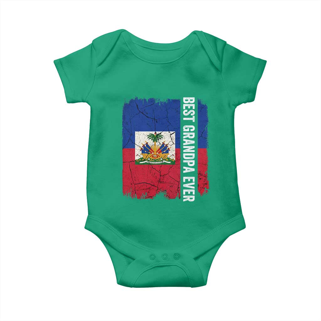 Best Grandpa Ever Haitian Granpapa Baby Onesie Vintage Distressed Haiti Flag Father's Day