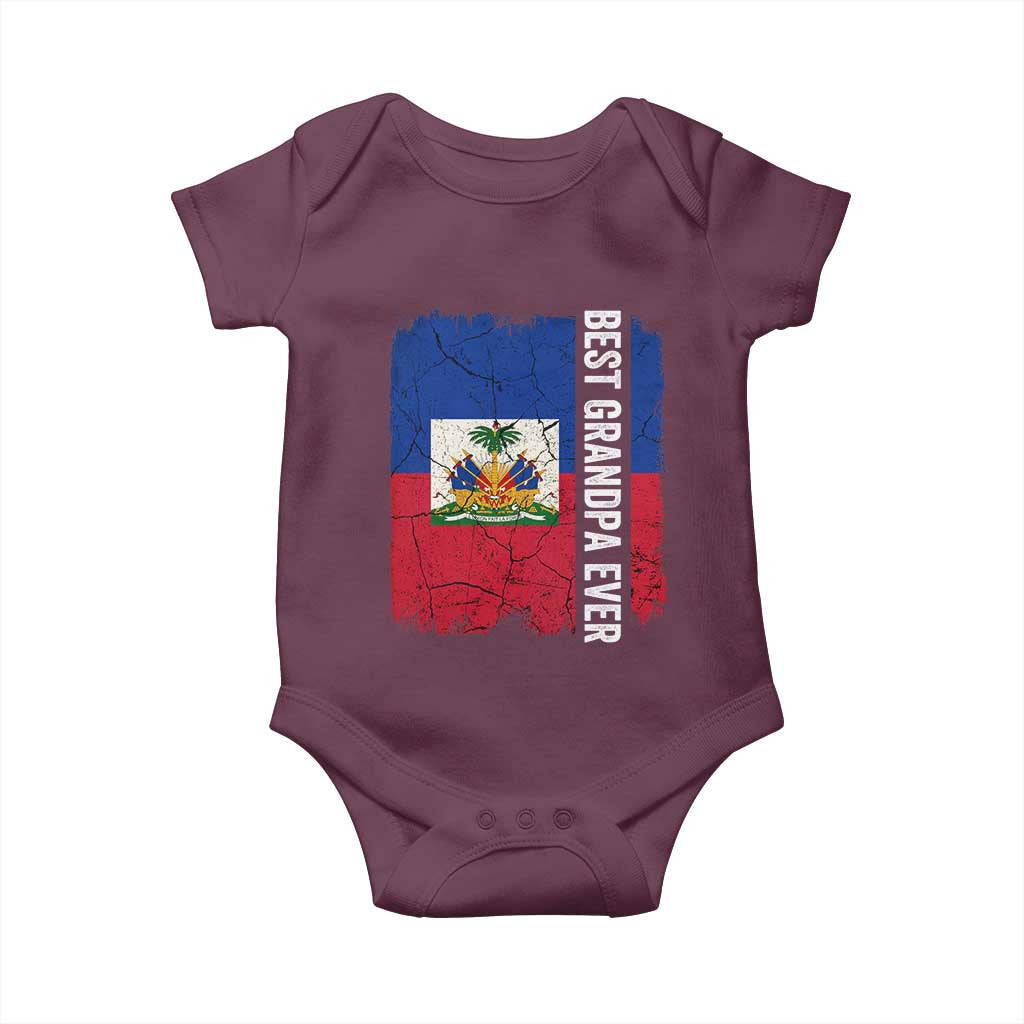Best Grandpa Ever Haitian Granpapa Baby Onesie Vintage Distressed Haiti Flag Father's Day