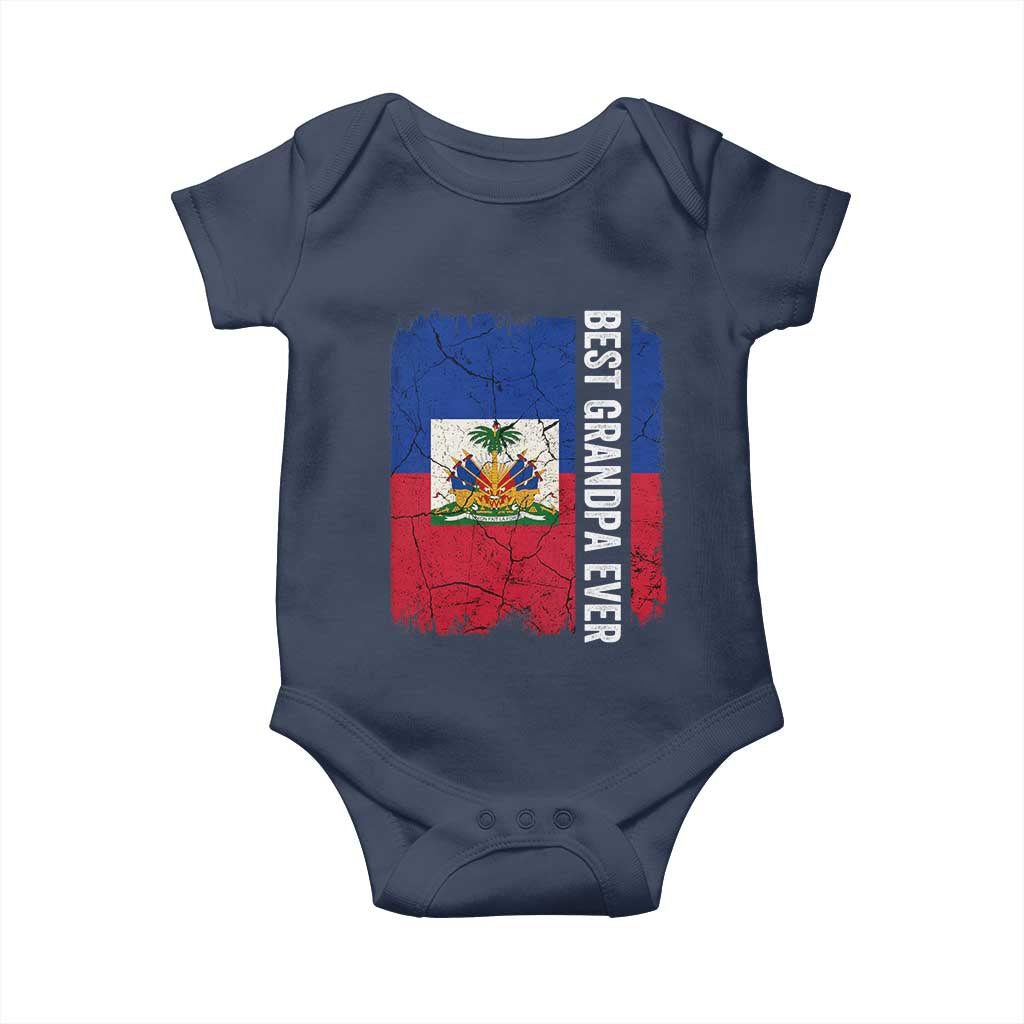 Best Grandpa Ever Haitian Granpapa Baby Onesie Vintage Distressed Haiti Flag Father's Day