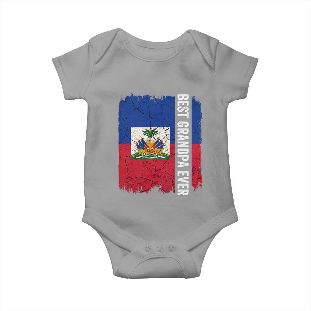 Best Grandpa Ever Haitian Granpapa Baby Onesie Vintage Distressed Haiti Flag Father's Day